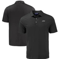 Polos^New York Jets Men's Cutter & Buck Black Monochromatic Logo Coastline Epic Comfort Eco Recycled Polo