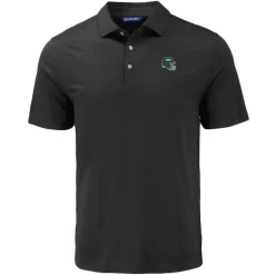 Polos^New York Jets Men's Cutter & Buck Black Helmet Coastline Epic Comfort Eco Recycled Polo