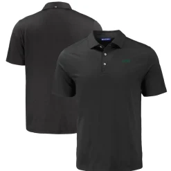 Polos^New York Jets Men's Cutter & Buck Black Primary Logo Coastline Epic Comfort Eco Recycled Polo