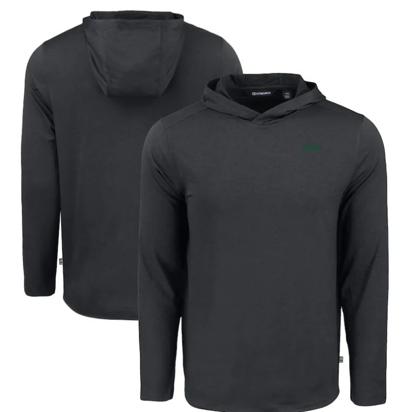 Sweaters & Dress Shirts^New York Jets Men's Cutter & Buck Black Primary Logo Coastline Epic Comfort Eco Recycled Long Sleeve Hoodie T-Shirt