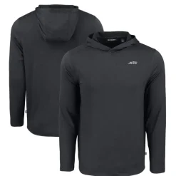 Sweaters & Dress Shirts^New York Jets Men's Cutter & Buck Black Monochromatic Logo Coastline Epic Comfort Eco Recycled Long Sleeve Hoodie T-Shirt