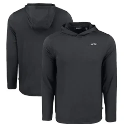 Sweaters & Dress Shirts^New York Jets Men's Cutter & Buck Black Monochromatic Logo Coastline Epic Comfort Eco Recycled Long Sleeve Hoodie T-Shirt