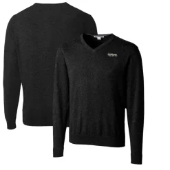Sweaters & Dress Shirts|Sweaters^New York Jets Men's Cutter & Buck Black Throwback Logo Lakemont Tri-Blend V-Neck Pullover Sweater