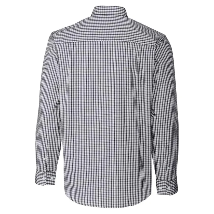 Sweaters & Dress Shirts^New York Jets Men's Cutter & Buck Charcoal Throwback Logo Easy Care Stretch Gingham Big & Tall Long Sleeve Button-Down Shirt