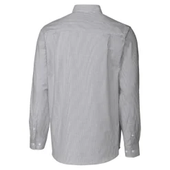 Sweaters & Dress Shirts^New York Jets Men's Cutter & Buck Charcoal Throwback Logo Big & Tall Stretch Oxford Stripe Long Sleeve Button Down Shirt