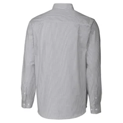 Sweaters & Dress Shirts^New York Jets Men's Cutter & Buck Charcoal Throwback Logo Stretch Oxford Stripe Long Sleeve Button Down Shirt