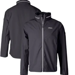Accessories|Rainwear^New York Jets Men's Cutter & Buck Graphite Throwback Logo Vapor Water Repellent Stretch Full-Zip Rain Jacket