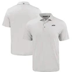 Polos^New York Jets Men's Cutter & Buck Gray Monochromatic Logo Coastline Epic Comfort Eco Recycled Polo