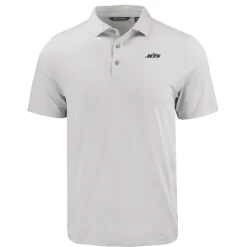 Polos^New York Jets Men's Cutter & Buck Gray Monochromatic Logo Coastline Epic Comfort Eco Recycled Polo