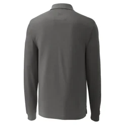 Polos^New York Jets Men's Cutter & Buck Gray Primary Logo DryTec Advantage Tri-Blend Pique Long Sleeve Polo