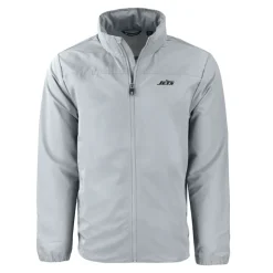 Big & Tall^New York Jets Men's Cutter & Buck Gray Big & Tall Monochromatic Logo Charter Eco Knit Recycled Full-Zip Jacket