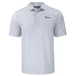 Polos^New York Jets Men's Cutter & Buck Gray Pike Eco Flora Print Polo