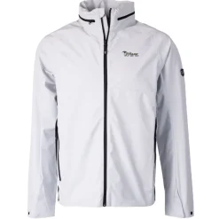 Accessories|Rainwear^New York Jets Men's Cutter & Buck Gray Throwback Logo Vapor Water Repellent Stretch Full-Zip Rain Jacket