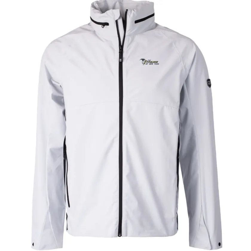 Accessories|Rainwear^New York Jets Men's Cutter & Buck Gray Throwback Logo Vapor Water Repellent Stretch Full-Zip Rain Jacket