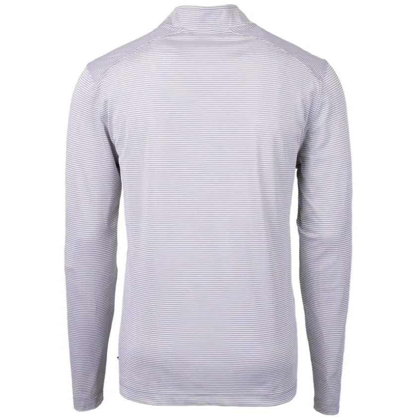 Big & Tall^New York Jets Men's Cutter & Buck Gray/White Big & Tall Helmet Virtue Eco Pique Micro Stripe Recycled Quarter-Zip Top