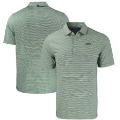 Polos^New York Jets Men's Cutter & Buck Green Primary Logo Forge Eco Double Stripe Stretch Recycled Polo