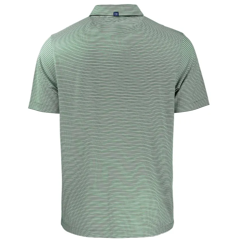 Polos^New York Jets Men's Cutter & Buck Green Primary Logo Forge Eco Double Stripe Stretch Recycled Polo