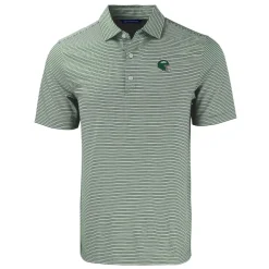 Polos^New York Jets Men's Cutter & Buck Green Helmet Forge Eco Double Stripe Stretch Recycled Polo