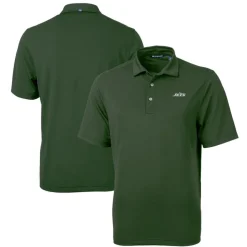 Polos|Big & Tall^New York Jets Men's Cutter & Buck Green Primary Logo Big & Tall DryTec Virtue Eco Pique Recycled Polo