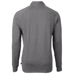 Jackets^New York Jets Men's Cutter & Buck Heather Black Primary Logo Adapt Eco Knit Quarter-Zip Top