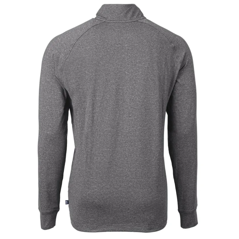 Jackets^New York Jets Men's Cutter & Buck Heather Black Primary Logo Adapt Eco Knit Quarter-Zip Top