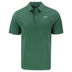 Polos^New York Jets Men's Cutter & Buck Heather Green Primary Logo Forge Eco Stretch Recycled Polo