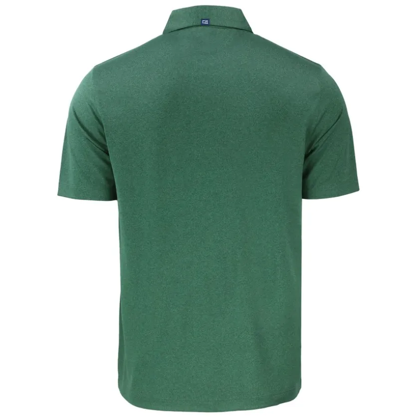 Polos^New York Jets Men's Cutter & Buck Heather Green Primary Logo Forge Eco Stretch Recycled Polo