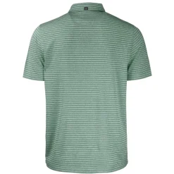 Polos^New York Jets Men's Cutter & Buck Heather Green Primary Logo Forge Eco Heather Stripe Stretch Recycled Polo