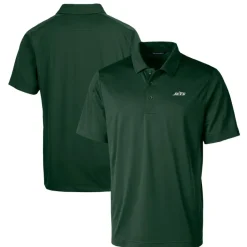 Polos^New York Jets Men's Cutter & Buck Hunter Green Primary Logo Prospect Eco Textured Stretch Recycled Polo
