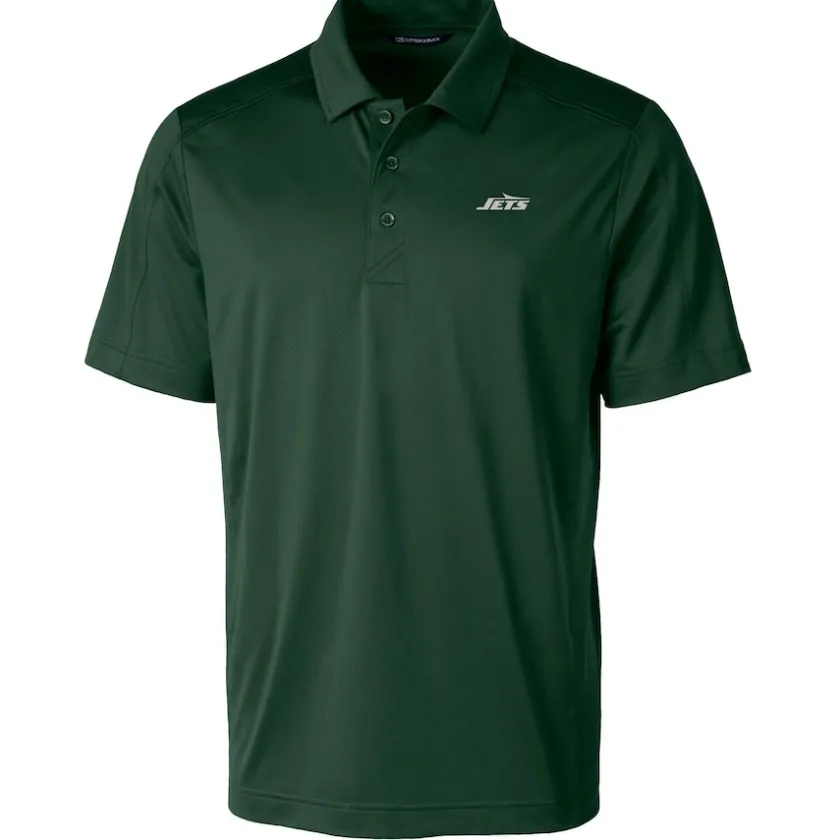 Polos^New York Jets Men's Cutter & Buck Hunter Green Primary Logo Prospect Eco Textured Stretch Recycled Polo