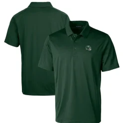 Polos^New York Jets Men's Cutter & Buck Hunter Green Helmet Prospect Eco Textured Stretch Recycled Polo