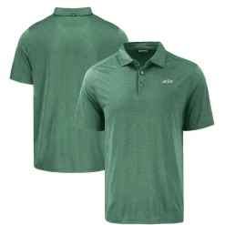 Polos^New York Jets Men's Cutter & Buck Hunter Green Primary Logo Coastline Epic Comfort Eco Recycled Polo
