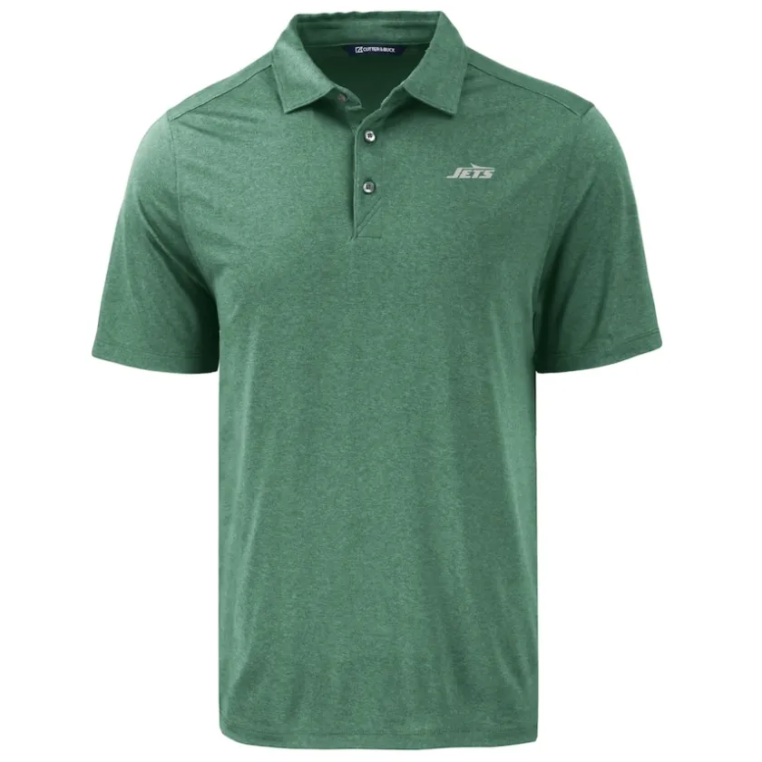Polos^New York Jets Men's Cutter & Buck Hunter Green Primary Logo Coastline Epic Comfort Eco Recycled Polo