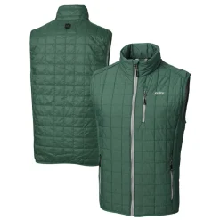 Jackets^New York Jets Men's Cutter & Buck Hunter Green Primary Logo Rainier PrimaLoft Eco Insulated Full-Zip Puffer Vest