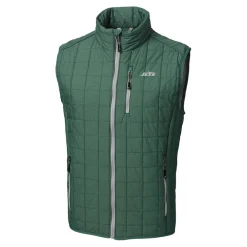 Jackets^New York Jets Men's Cutter & Buck Hunter Green Primary Logo Rainier PrimaLoft Eco Insulated Full-Zip Puffer Vest