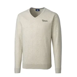 Sweaters & Dress Shirts|Sweaters^New York Jets Men's Cutter & Buck Oatmeal Throwback Logo Lakemont Tri-Blend Big & Tall V-Neck Pullover Sweater