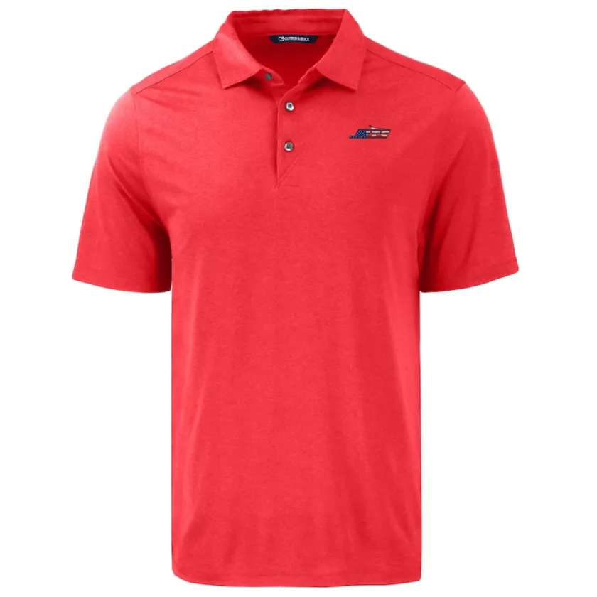 Polos^New York Jets Men's Cutter & Buck Red Americana Coastline Epic Comfort Eco Recycled Polo