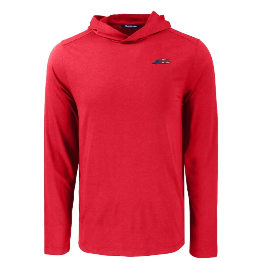 Sweaters & Dress Shirts^New York Jets Men's Cutter & Buck Red Americana Coastline Epic Comfort Eco Recycled Long Sleeve Hoodie T-Shirt