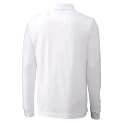 Polos^New York Jets Men's Cutter & Buck White Monochromatic Logo DryTec Advantage Tri-Blend Pique Long Sleeve Polo