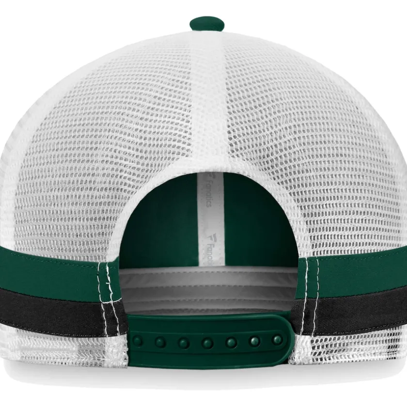 Hats|Men^New York Jets Men's Fanatics Green/White Fundamentals Side Stripe Trucker Adjustable Hat