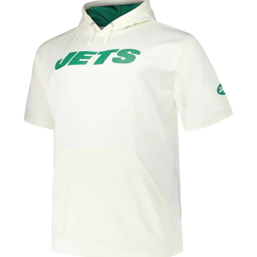Big & Tall^New York Jets Men's Fanatics Aaron Rodgers Cream Big & Tall Short Sleeve Hoodie T-Shirt