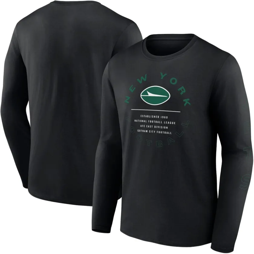 T-Shirts|Men^New York Jets Men's Fanatics Black Stat Sheet Long Sleeve T-Shirt