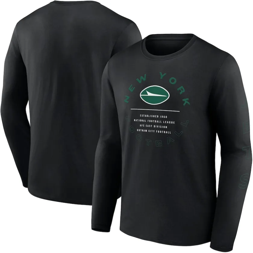 T-Shirts|Men^New York Jets Men's Fanatics Black Stat Sheet Long Sleeve T-Shirt