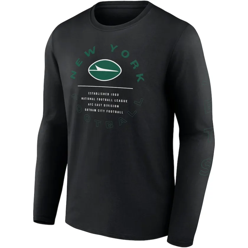 T-Shirts|Men^New York Jets Men's Fanatics Black Stat Sheet Long Sleeve T-Shirt