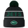 Knit^New York Jets Men's Fanatics Black Eclipse Cuffed Knit Hat With Pom