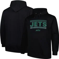 Big & Tall^New York Jets Men's Fanatics Black Big & Tall Pop Pullover Hoodie
