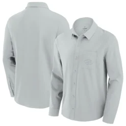 Sweaters & Dress Shirts^New York Jets Men's Fanatics Gray Front Office Long Sleeve Button-Up Shirt