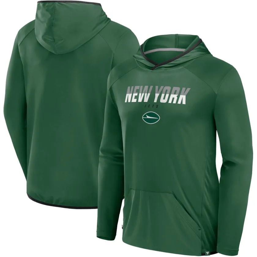 T-Shirts|Men^New York Jets Men's Fanatics Green Transitional Defender Hoodie Long Sleeve T-Shirt