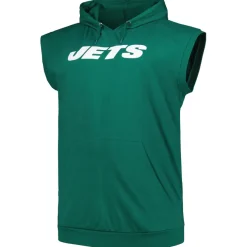 Big & Tall|Tank Tops^New York Jets Men's Fanatics Green Big & Tall Muscle Hoodie Sleeveless T-Shirt