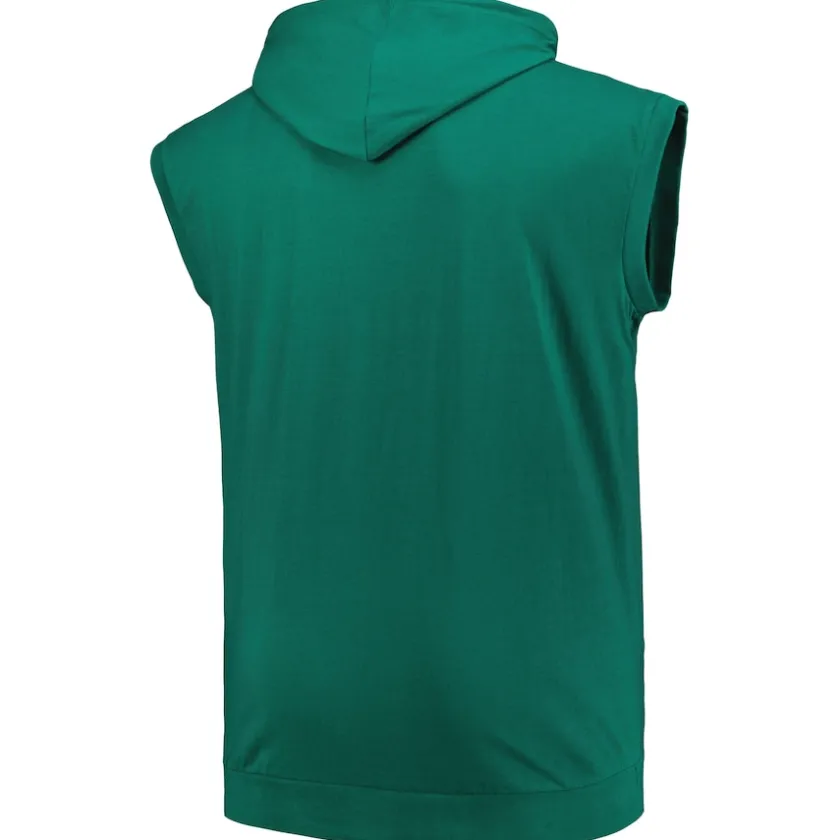 Big & Tall|Tank Tops^New York Jets Men's Fanatics Green Big & Tall Muscle Hoodie Sleeveless T-Shirt